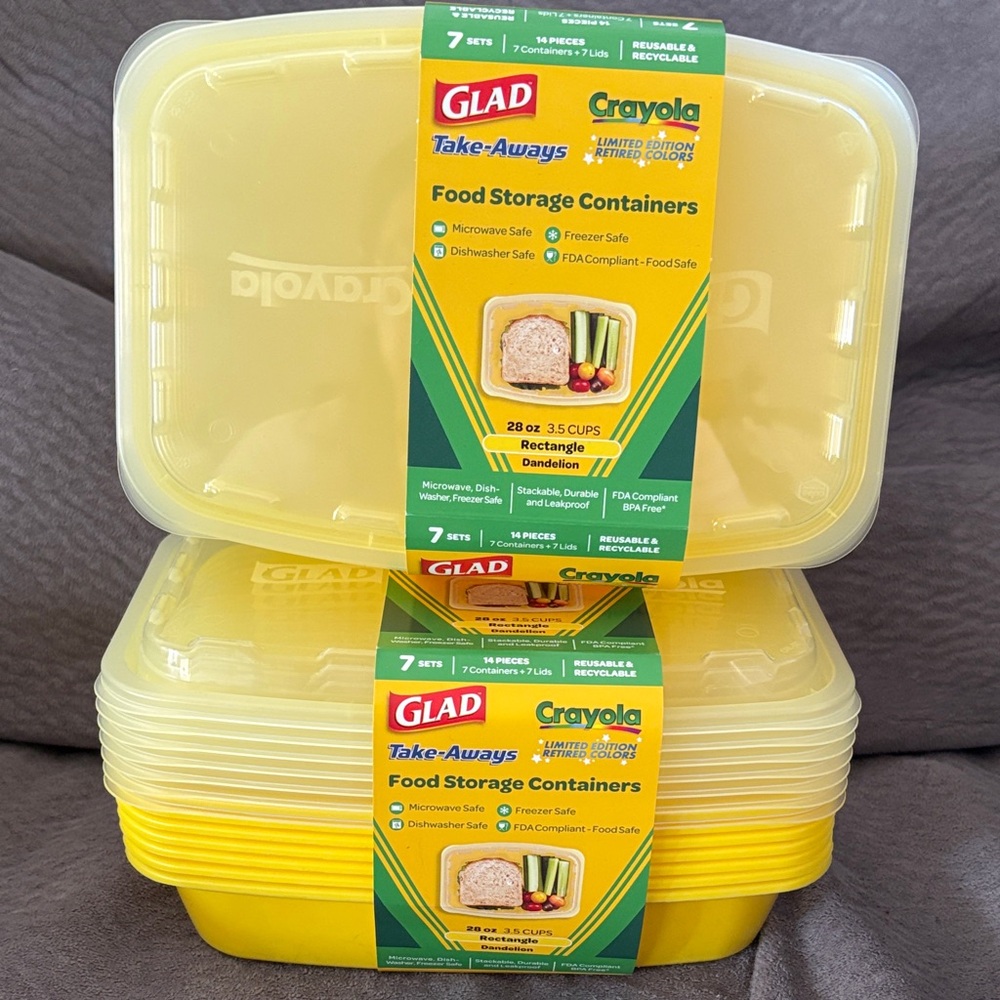 Limited Edition Glad Crayola Yellow Food Storage Containers *Retired Colors*